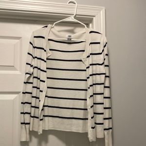 old Navy navy and white cardigan